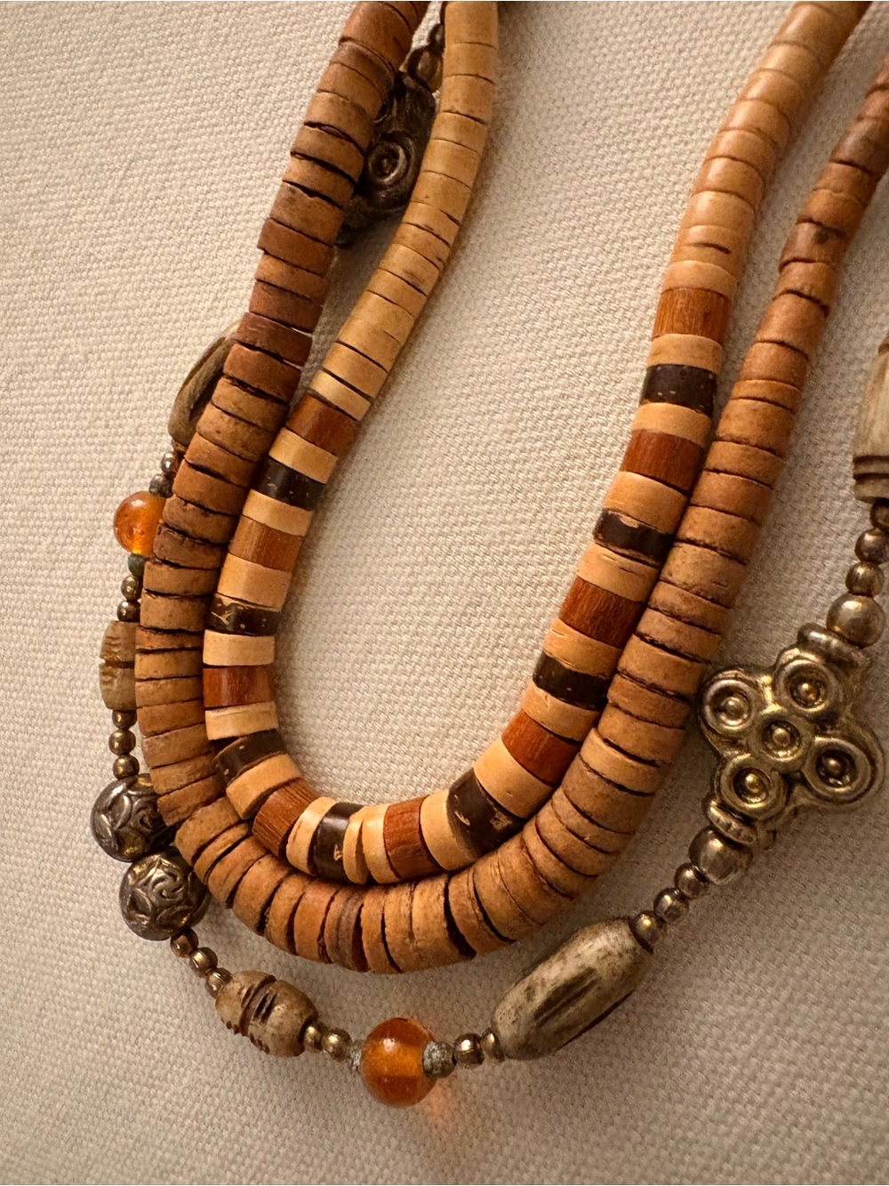 4-pc Boho Wood, Bone & More Beaded Necklace & Bracelet Bundle - Picture 7 of 7